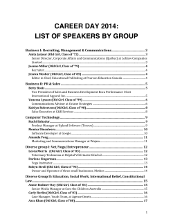 career day 2014: list of speakers by group