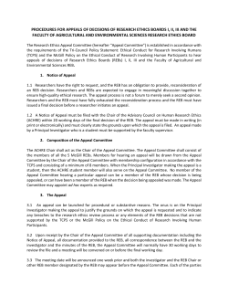 procedures for appeals of decisions