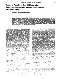 Kinetics of Reaction of Benzyl Chloride with Sodium Acetate/Benzoate