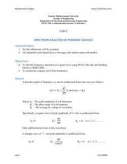 LAB 2 SPECTRUM ANALYSIS OF PERIODIC SIGNALS