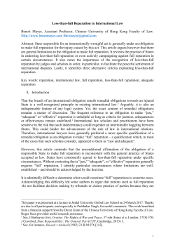 Less-than-full Reparation in International Law Benoit Mayer