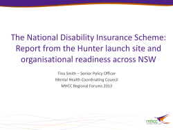 The National Disability Insurance Scheme: Report from the Hunter