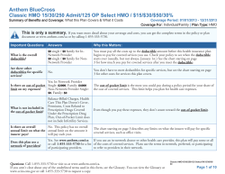 Anthem BlueCross Classic HMO 15/30/250 Admit/125 OP Select