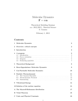Molecular Dynamics F = ma