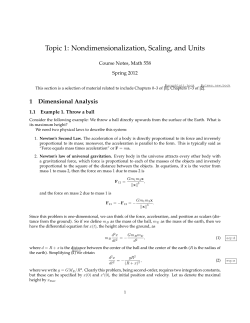 Topic 1: Nondimensionalization, Scaling, and Units