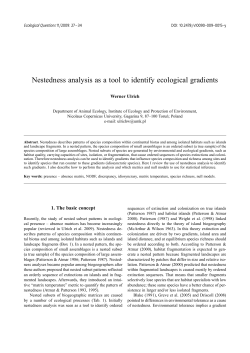 Nestedness analysis as a tool to identify ecological gradients