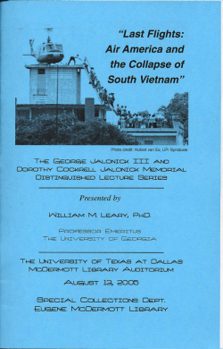 "Last Flights: Air America and the Collapse of South Vietnam"