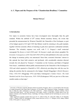 A. C. Pigou and the Purpose of the `Chamberlain