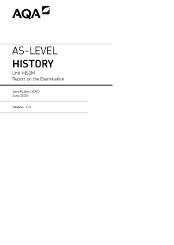 A-level History Examiner report HIS1M - USA, 1890 - 1945