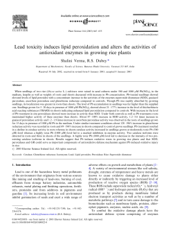 Lead toxicity induces lipid peroxidation and alters the activities of