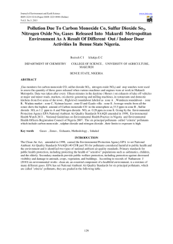 Pollution Due To Carbon Monoxide Co, Sulfur Dioxide