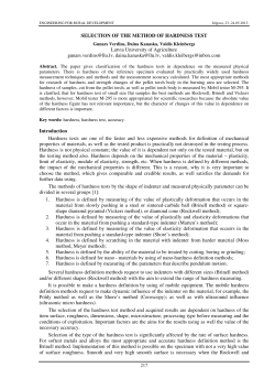 SELECTION OF THE METHOD OF HARDNESS TEST Latvia