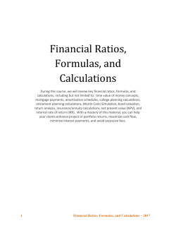 Financial Ratios, Formulas, and Calculations