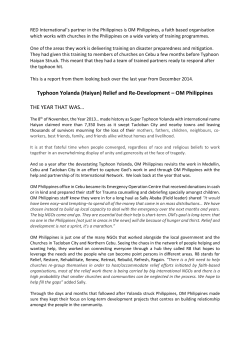Typhoon Yolanda (Haiyan) Relief and Re