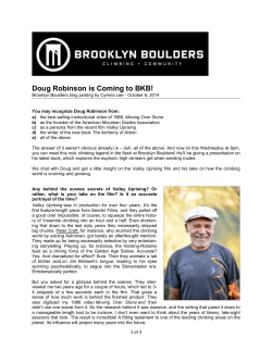 Doug Robinson is Coming to BKB!