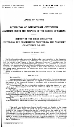 ratification of international conventions concluded under the