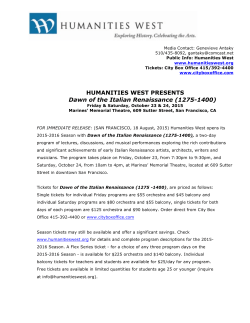 HUMANITIES WEST PRESENTS Dawn of the Italian Renaissance