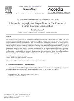 Bilingual Lexicography and Corpus Methods. The Example of