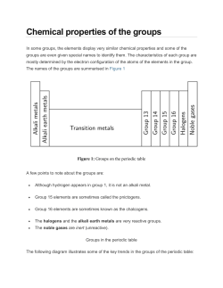 Chemical properties of the groups