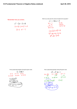 9-9 Fundamental Theorem of Algebra Notes.notebook