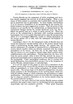 THE HORMONAL ORIGIN OF UTERINE FIBROIDS: AN