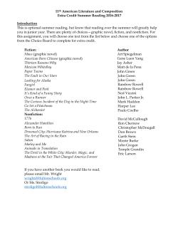 11th American Literature and Composition Extra Credit Summer