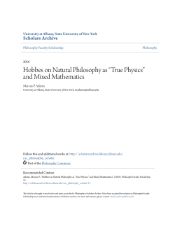 Hobbes on Natural Philosophy as &ldquo;True Physics&rdquo;