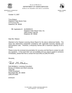 DEPARTMENT OF HUMAN SERVICES October 12, 2007 Trina