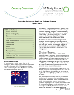 Australia: Rainforest, Reef, and Cultural Ecology Spring 2015