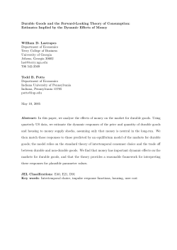 Durable Goods and the Forward-Looking Theory of Consumption