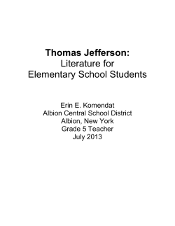 Literature for Elementary School - Thomas Jefferson Personality
