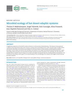 Microbial ecology of hot desert edaphic systems