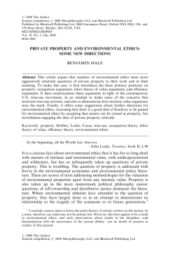 PRIVATE PROPERTY AND ENVIRONMENTAL ETHICS