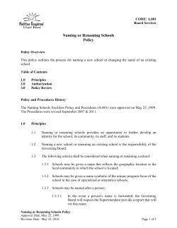 A.001 The Naming or Renaming Schools