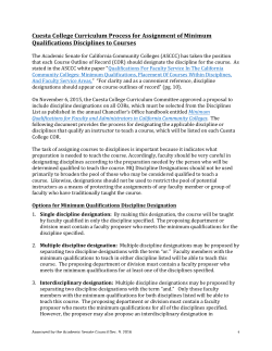 Minimum Qualifications Discipline Designation