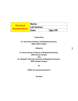Chemical Nomenclature Name: Lab Section: Date: Sign-Off