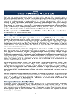 IRAQ HUMANITARIAN CRISES ANALYSIS 2016