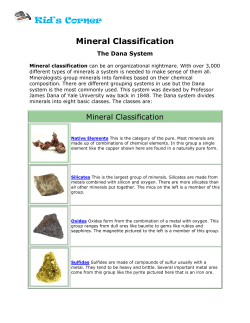 Mineral Classification Kid`s Corner