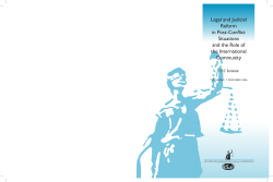 Legal and Judicial Reform in Post-Conflict Situations and the