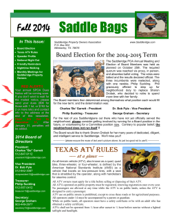 Fall 2014 Saddle Bags - SaddleRidge Property Owners Home Page