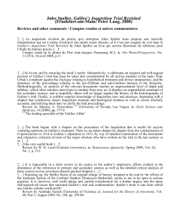 Jules Speller, Galileo`s Inquisition Trial Revisited (Frankfurt-am