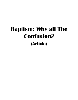 Baptism: Why all The Confusion? - Sydney International Christian