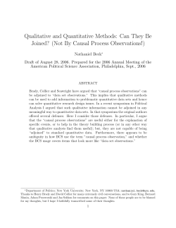 Qualitative and Quantitative Methods: Can They Be Joined