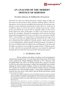 an analysis of the modern offence of sedition