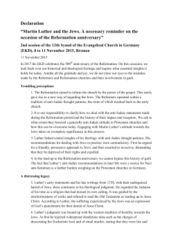 Martin Luther and the Jews. A necessary reminder on the occasion