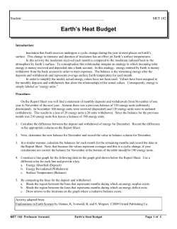 Earth`s Heat Budget