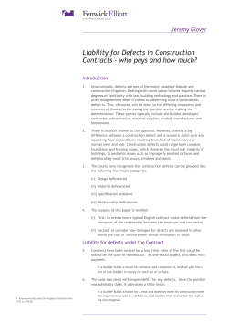 Liability For Defects In Construction Contracts
