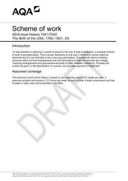 AS and A-level History Scheme of work Paper 2G