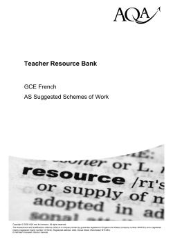 A-level French Scheme of work Schemes of work