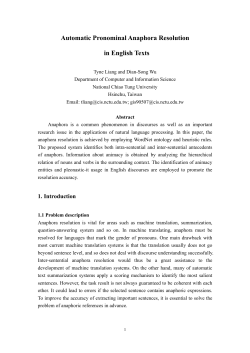 Automatic Pronominal Anaphora Resolution in English Texts